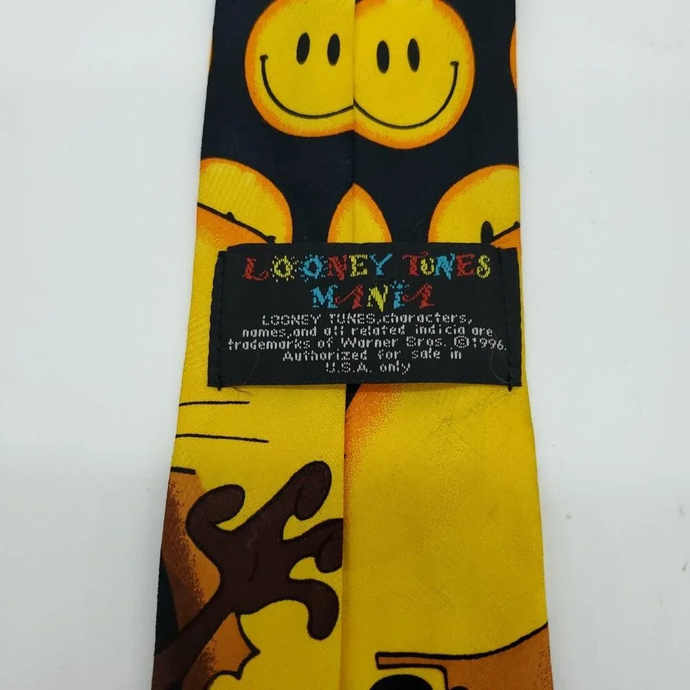 LOONEY TOONS MANIA Tasmanian Devil Taz Smiley Faces Neck Tie Vintage Fun Cartoon
